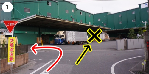 株式会社エーワン 本社・東京リユースセンター駐車場への順路1